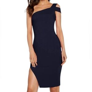 Likely Navy One-Shoulder Dress